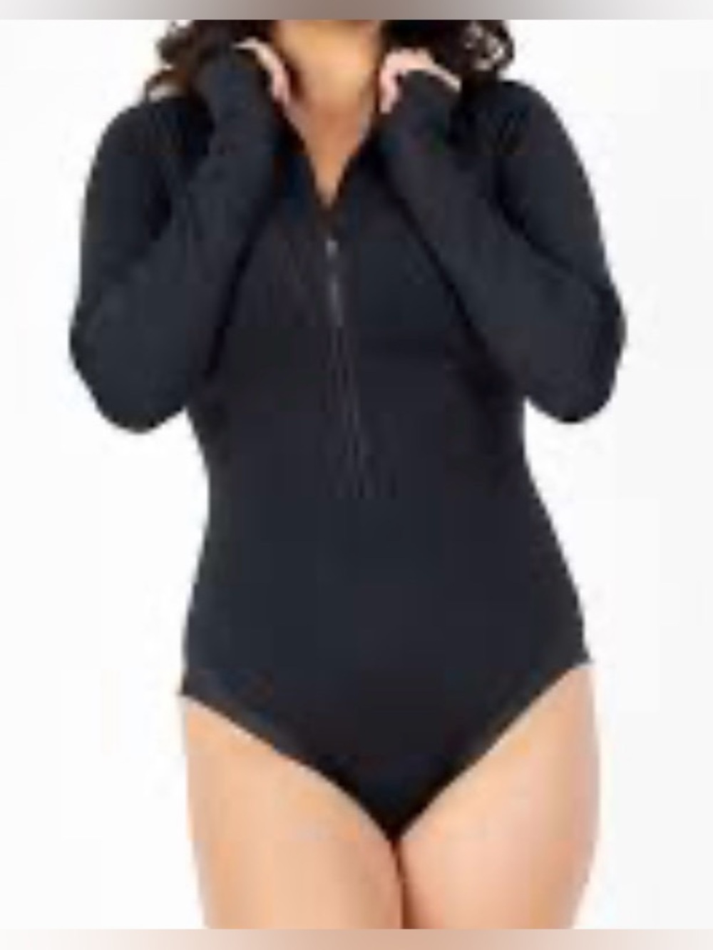 Phoenix Malibu One Piece Black Long Sleeve Zip Front Swimsuit - NWT - Size XL